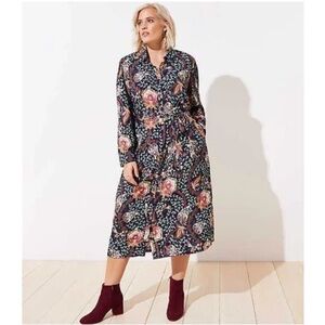 Loft plus paisley Floral Long Sleeve Dress size 26